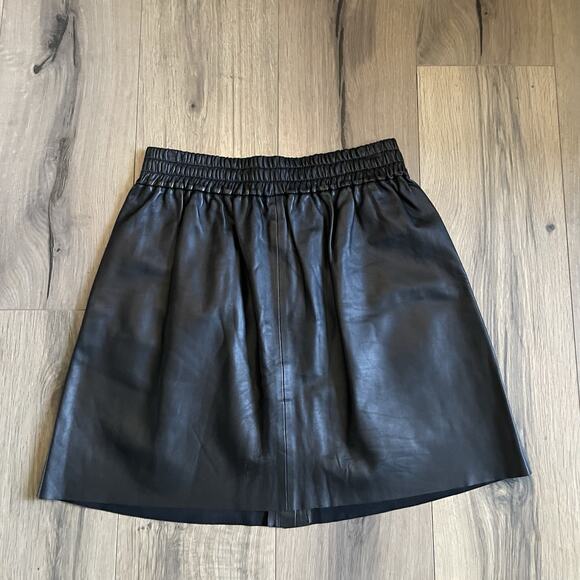 ba&sh Black Button-Front Genuine Leather Skirt - Picture 13 of 15